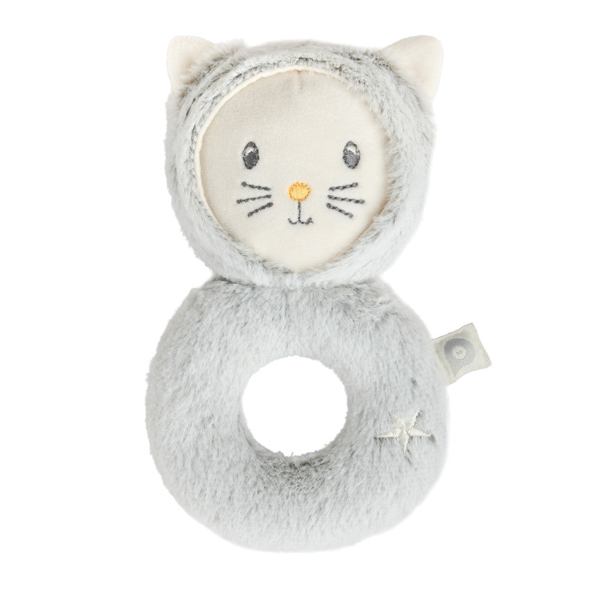 Hochet en sherpa tête de chat - Gris - Prémaman