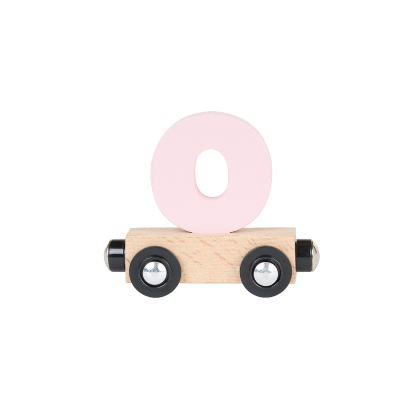 Lettre "O" wagon en bois - rose - Prémaman