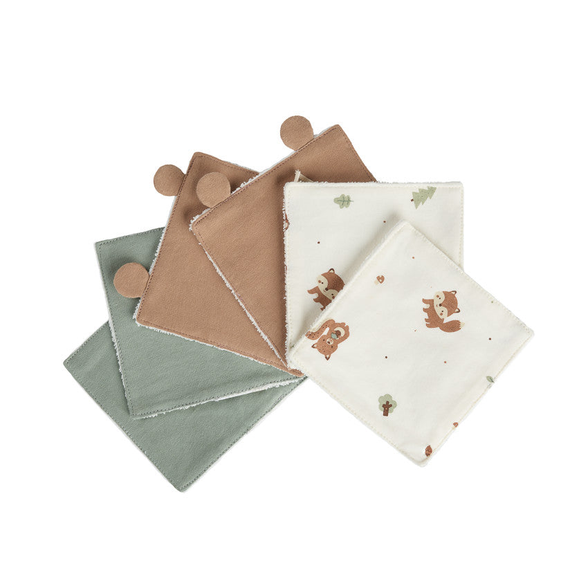 Pack of 6 washable 12 x 12 cm cotton wipes - Roi des Forêts - Prémaman