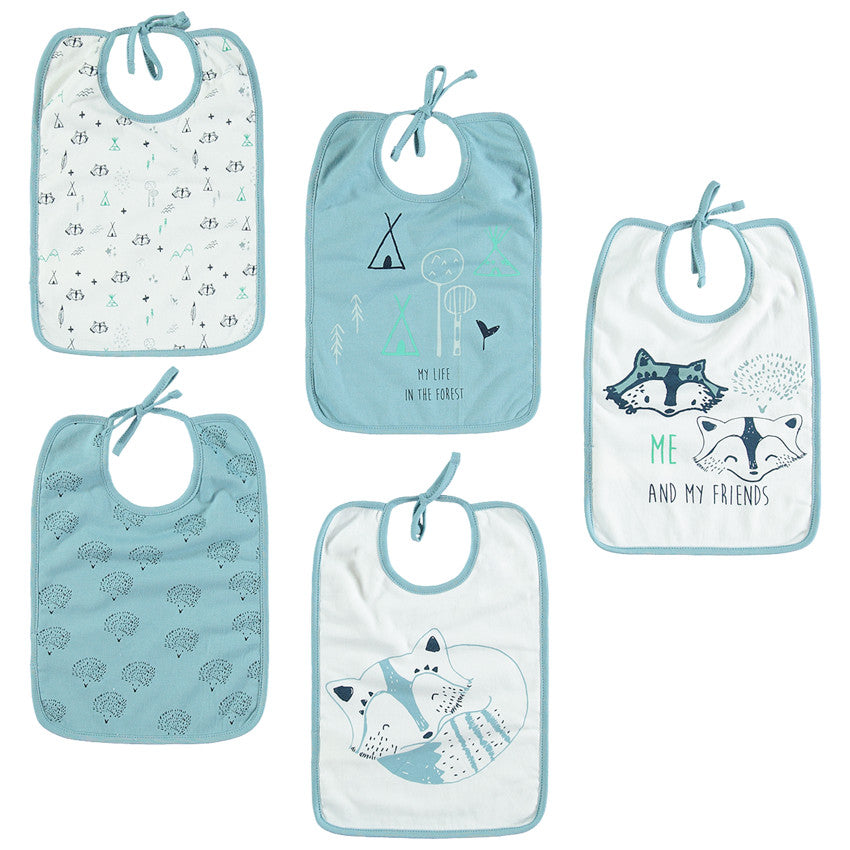 Set of 5 fox print jersey bibs - Prémaman