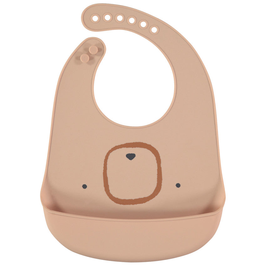 Bavoir en silicone imprimé ours - Marron - Prémaman