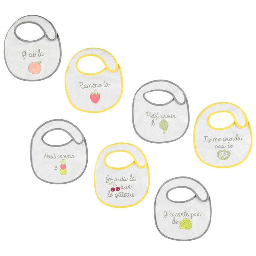 Set of 7 printed message terry bibs - Maternity