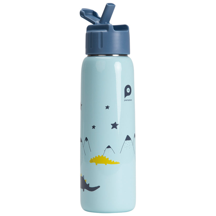Gourde en métal Mes amis les dinos avec paille 380 ml - Prémaman