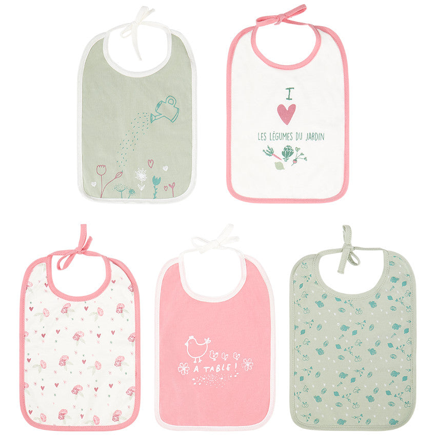 Set of 5 tie-on terry bibs - Maternity