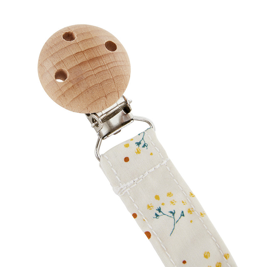 Attache-sucette à clip en bois Fleurs - Prémaman