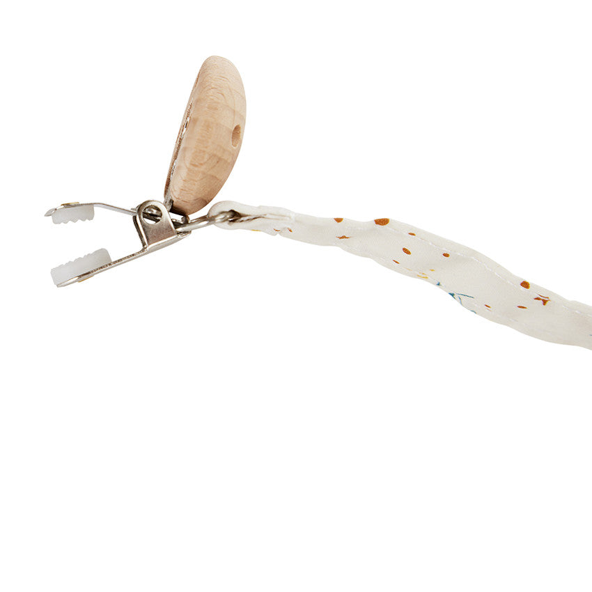 Attache-sucette à clip en bois Fleurs - Prémaman