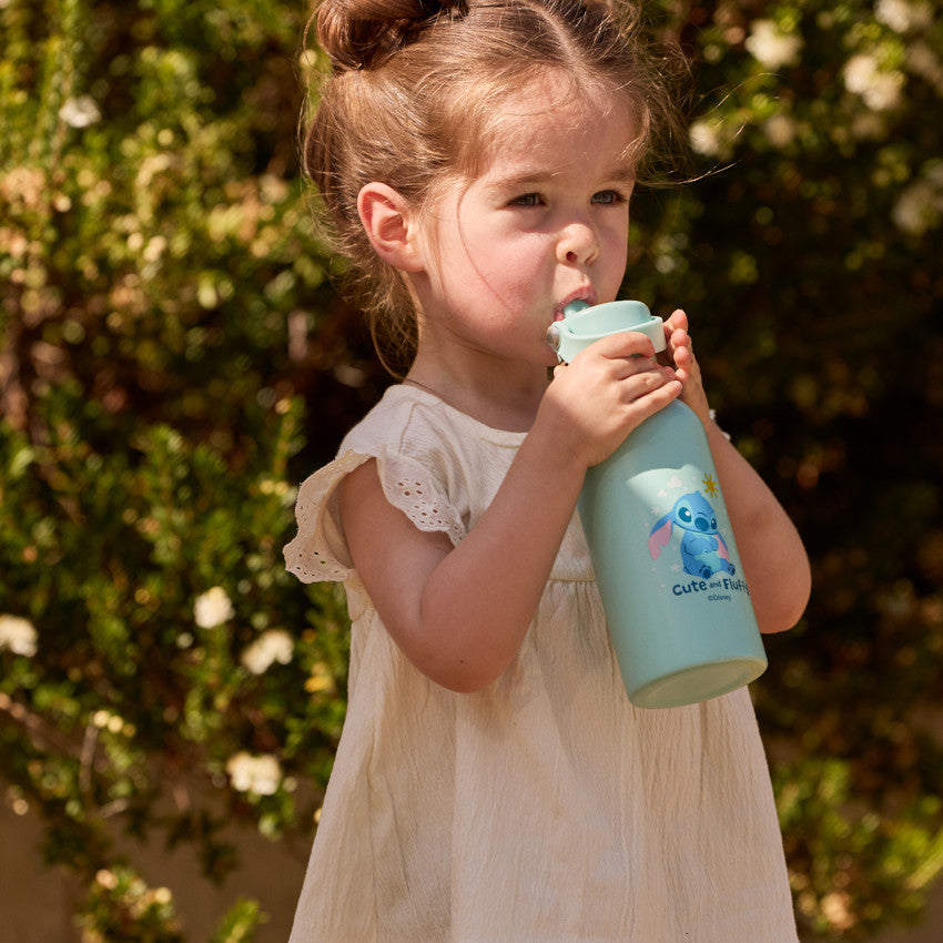 Stainless steel bottle with straw 500ml Stitch Disney blue - Prémaman