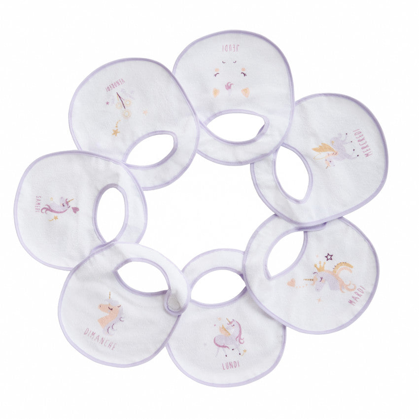 Lot de 7 bavoirs Licorne - Prémaman