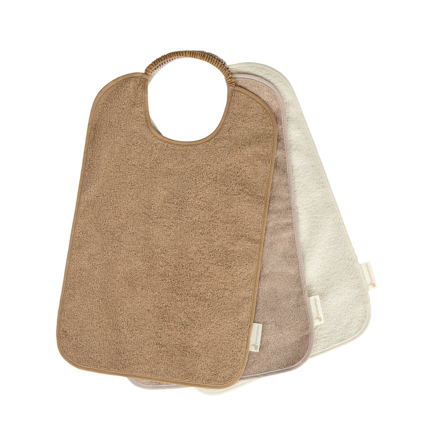 Lot de 3 bavoirs éponge à enfiler beige - Prémaman