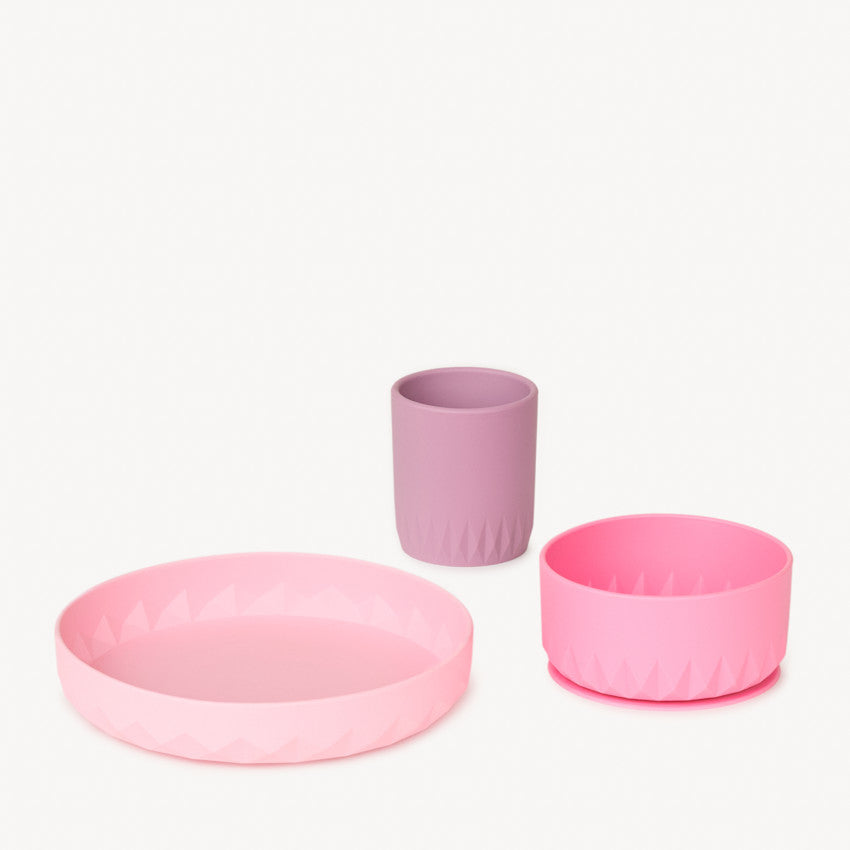 Coffret repas 3 pièces Origami en Silicone - Lila - Prémaman