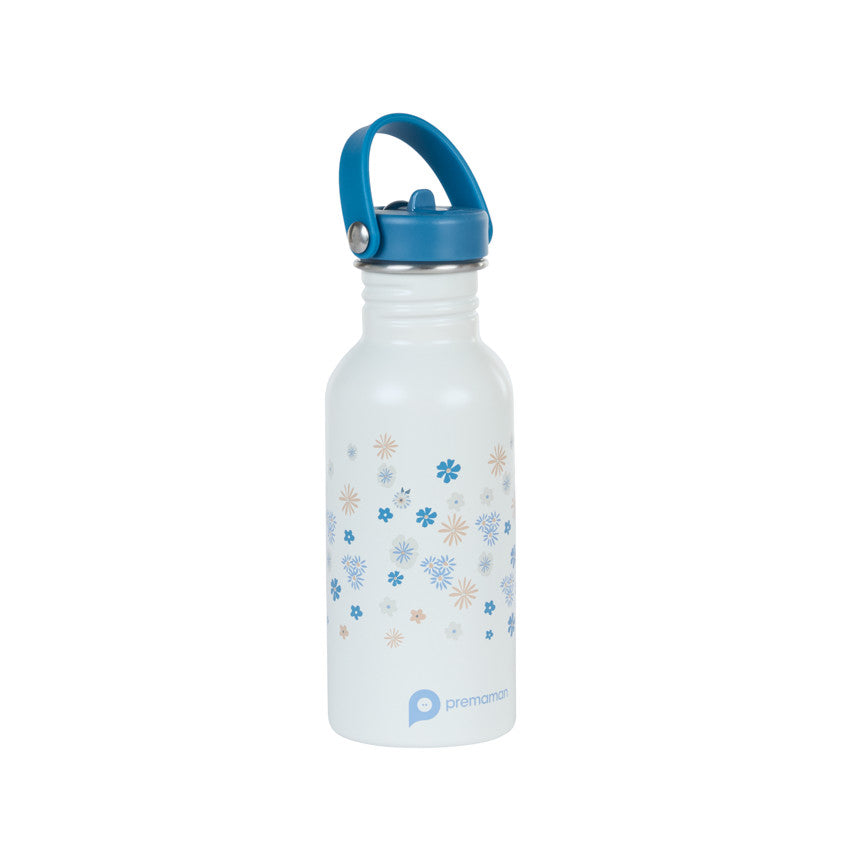 Gourde en inox avec Paille Tiny Flowers - 500 ml - Prémaman