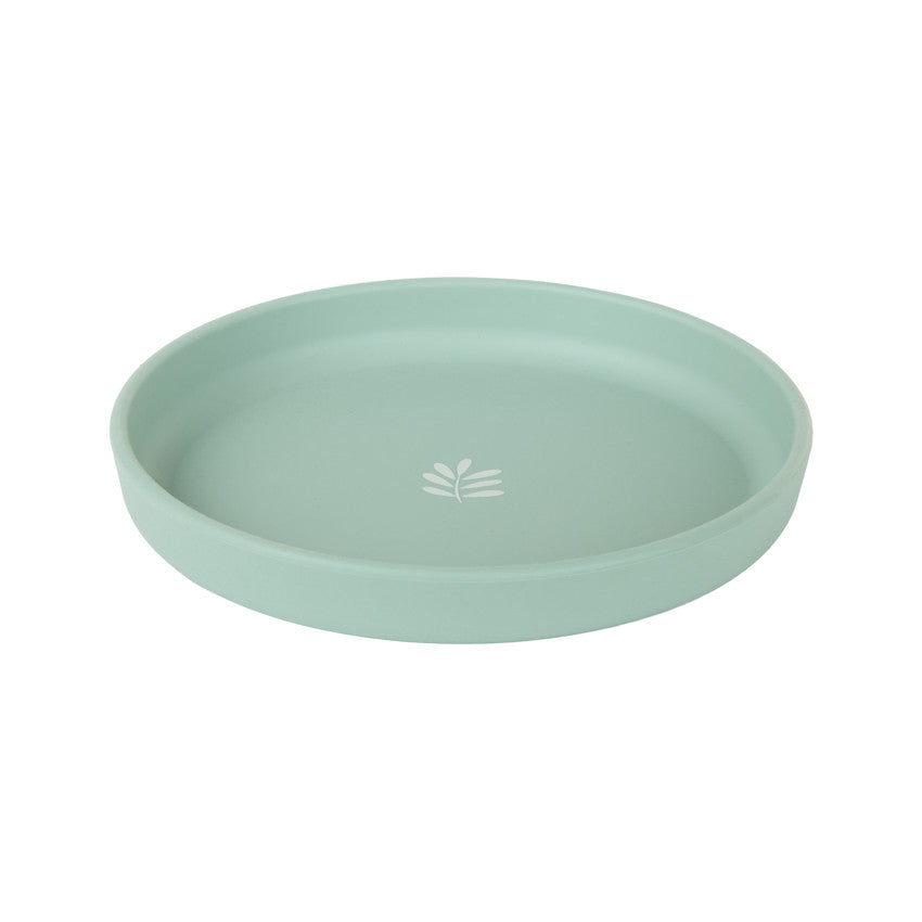 Assiette ronde en silicone à rebord et motif végétal - Prémaman
