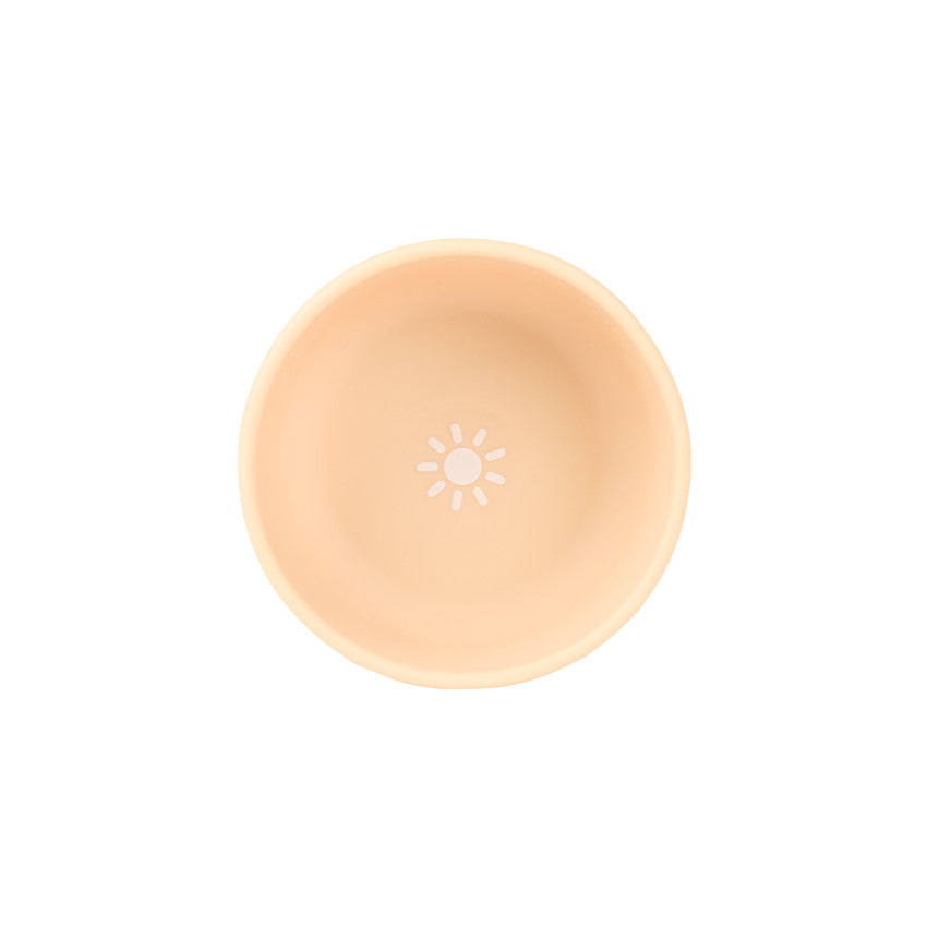 Bol en silicone pour bébé avec motif soleil au fond - Prémaman
