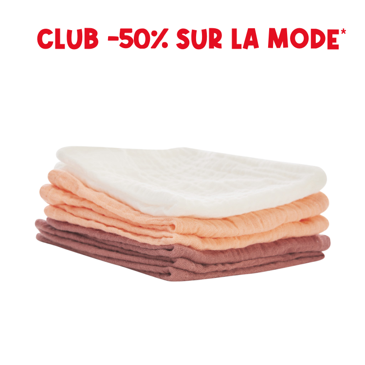 Set of 5 tetra washcloths 25 x 25 cm - Prémaman