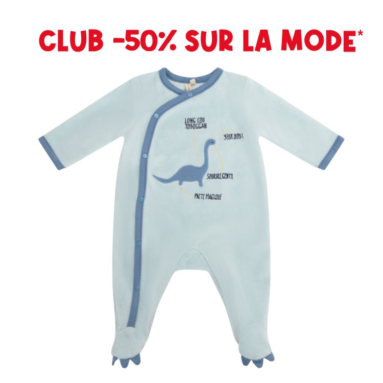 "My Dino Friends" Velour Sleepsuit for Baby Boys - Prémaman