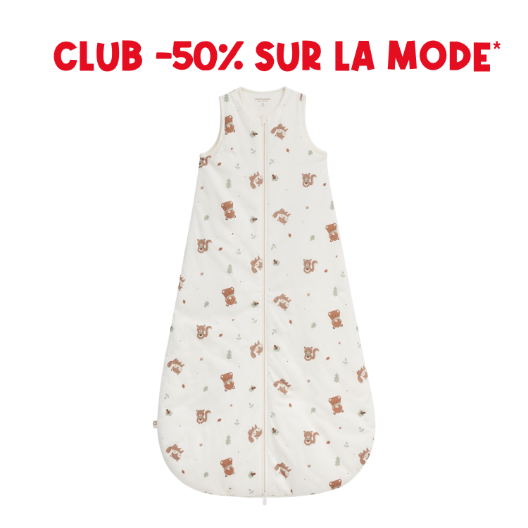 Sleeping Bag TOG 3 in animal print jersey 18-36M King of the Forest ecru - Prémaman