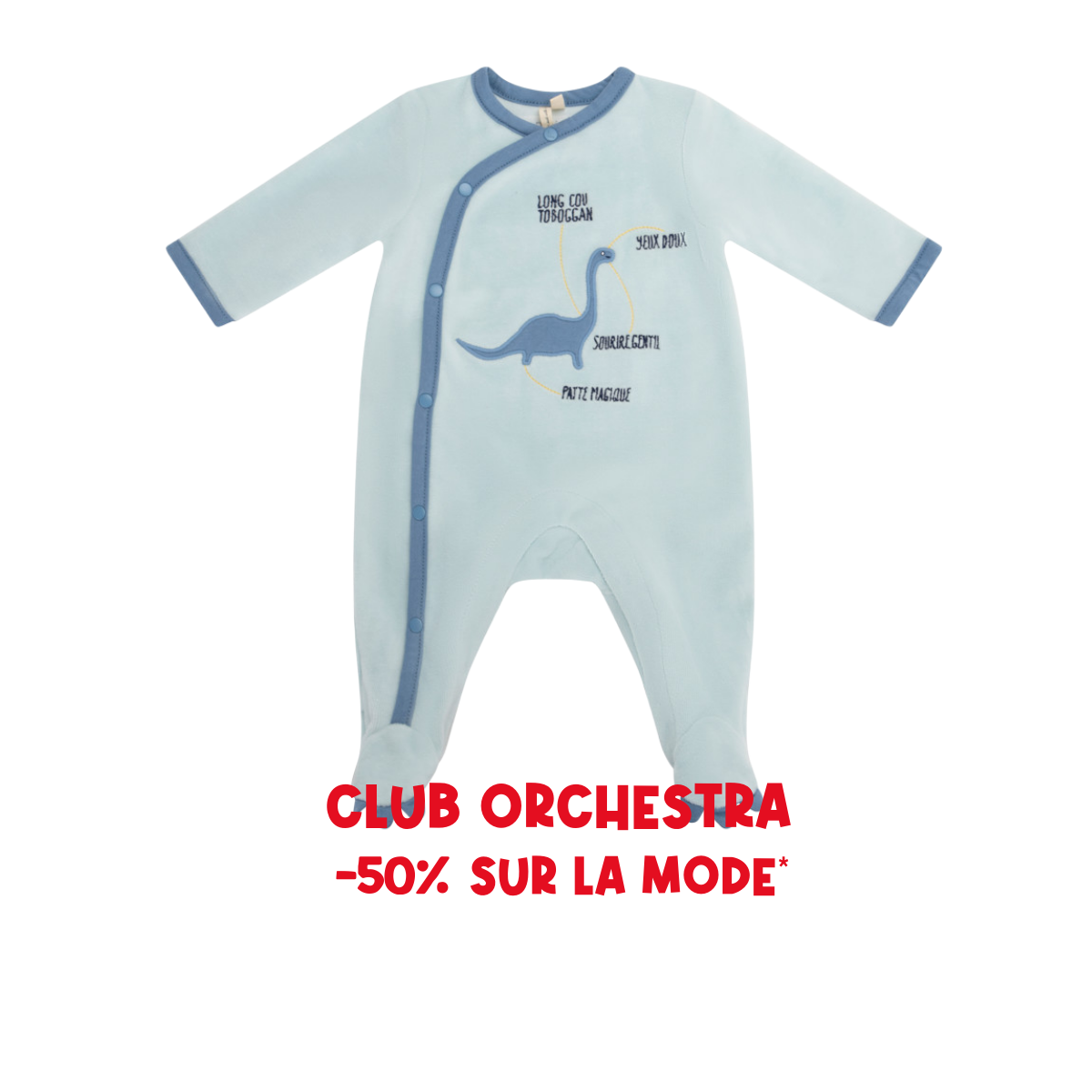"My Dino Friends" Velour Sleepsuit for Baby Boys - Prémaman
