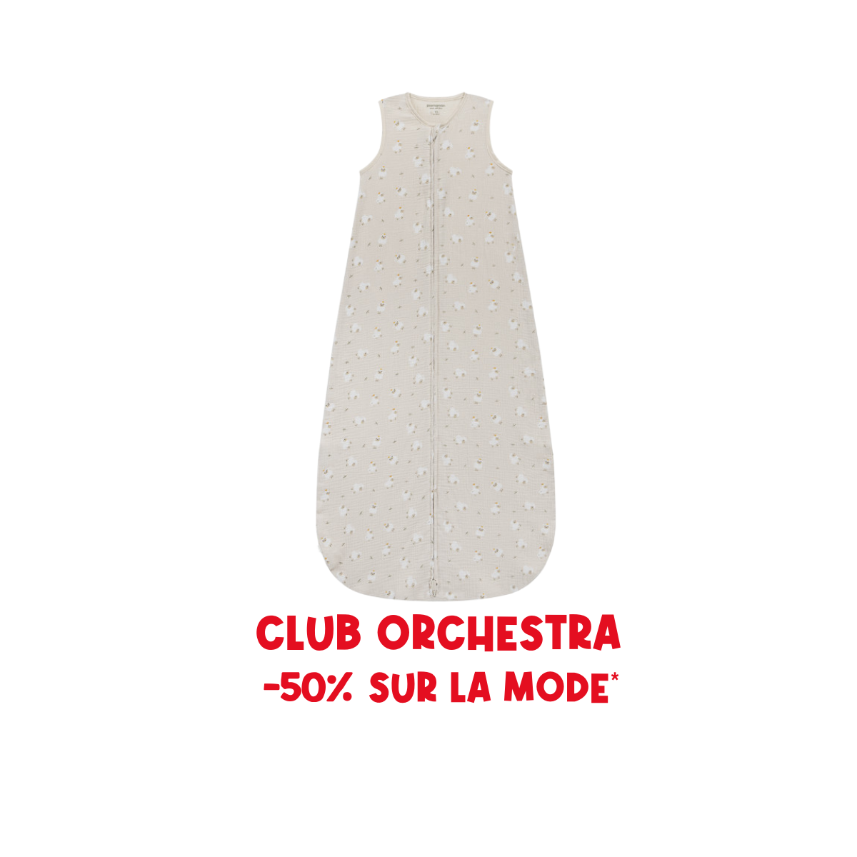 Sheep print gauze sleeping bag TOG 0.5 18-36M La Vie à la Ferme beige - Prémaman