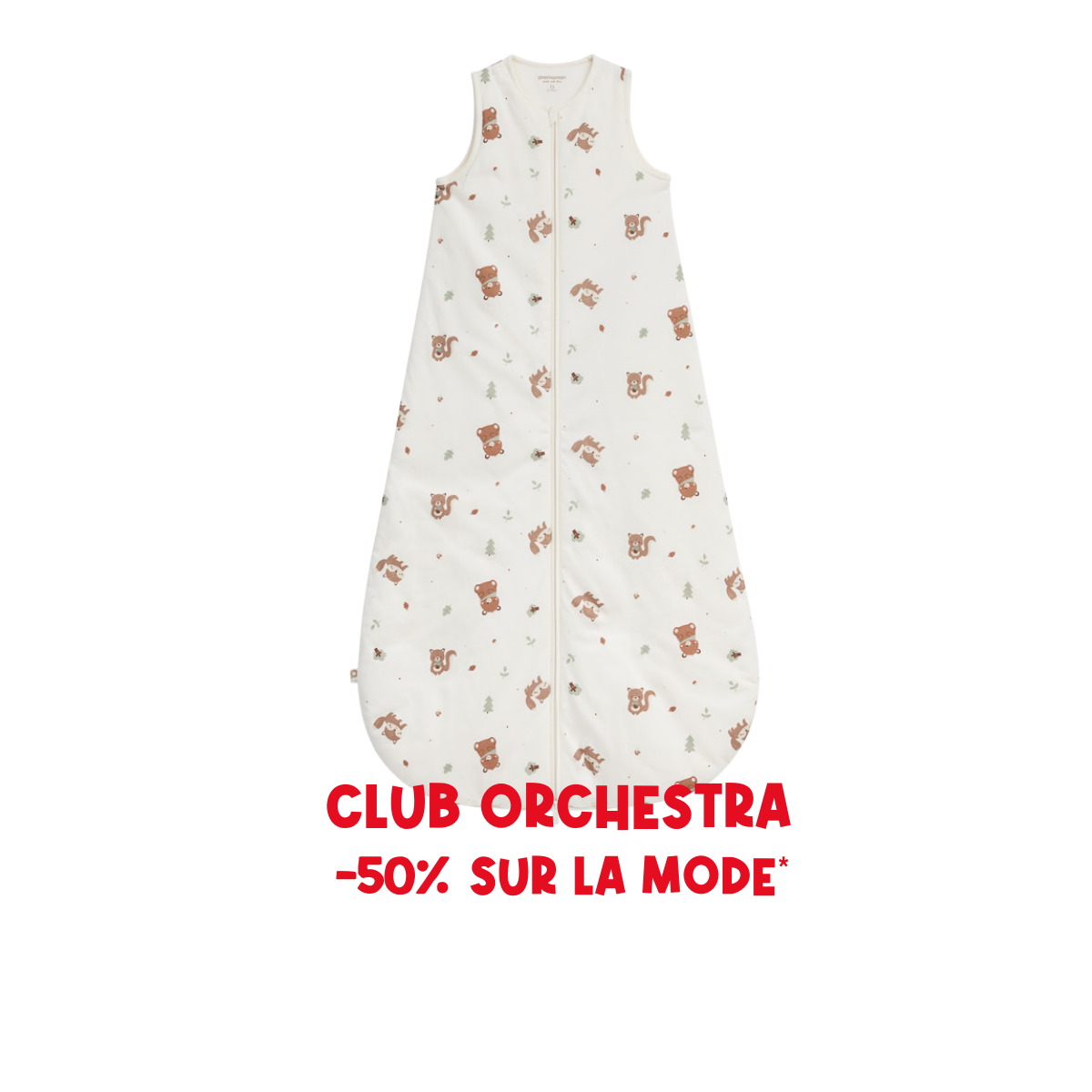 Sleeping Bag TOG 3 in animal print jersey 18-36M King of the Forest ecru - Prémaman