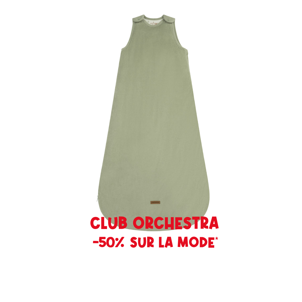 Sleeveless baby sleep sack T3 in green corduroy TOG 3.5 - Prémaman